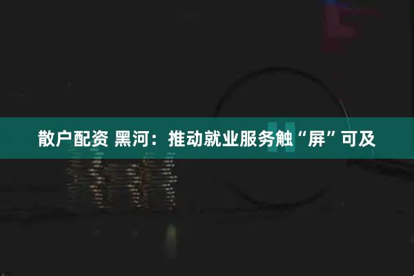 散户配资 黑河：推动就业服务触“屏”可及